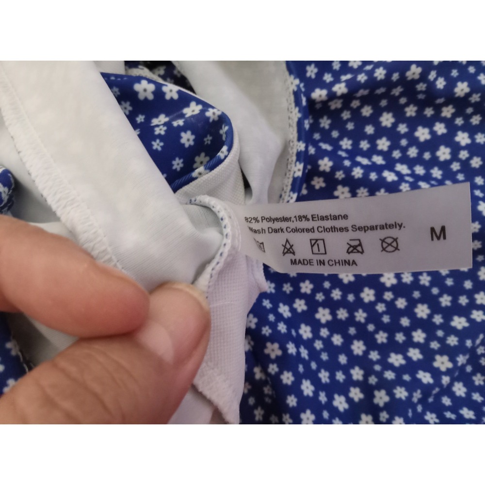 Blue Ditsy Floral Ruched Bikini Set Two Piece Swimsuit Medium Removeable cups‎ - Picture 5 of 6